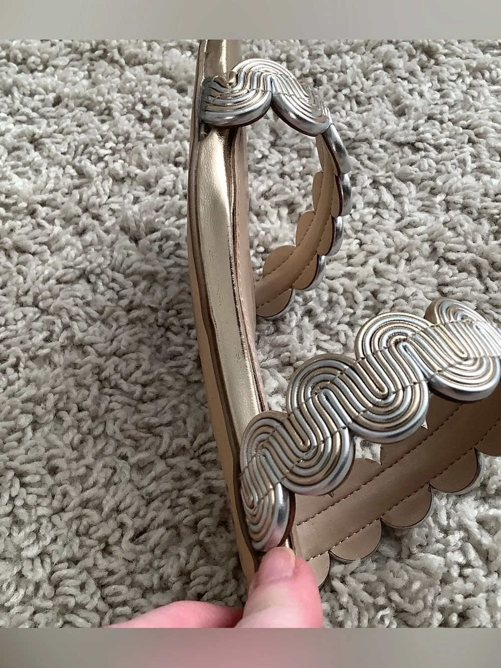 WORN ONCE! White House Black Market Mixed Metal Flat Sandal - Picture 6 of 9